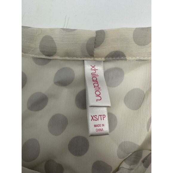 Xhiliration White Polka Dot Button Shirt XS - Picture 5 of 6
